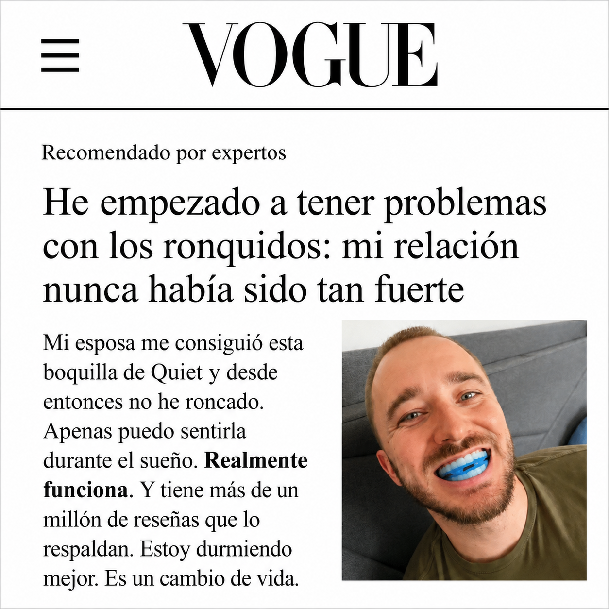 Boquilla silenciosa antirronquidos de talla universal.